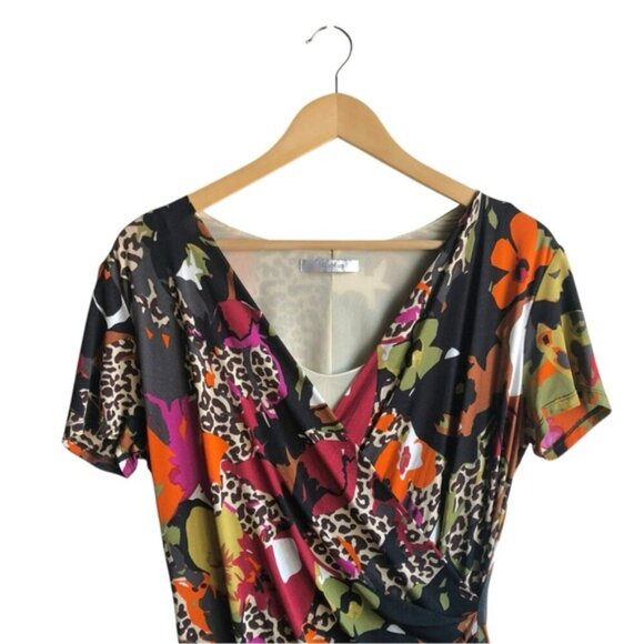 Max Mara Floral Jersey Dress Multicolor Wrap Style Small - Picture 3 of 14
